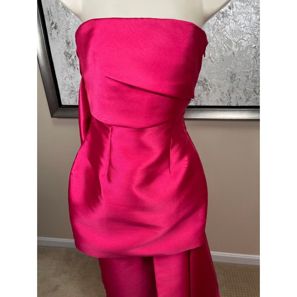 SOLACE LONDON Meyer Strapless Pleated Draped Pink Mini Dress Size 0 - Picture 3 of 10